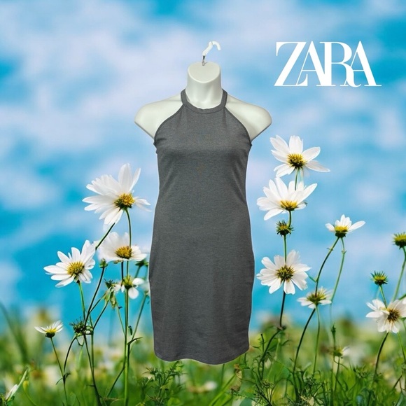 ZARA Trafaluc, Dark Grey Halter Neck Mini Dress - Picture 1 of 10
